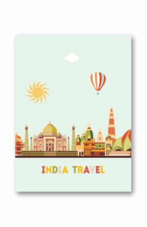 Colorful detailed India skyline. Vector illustration