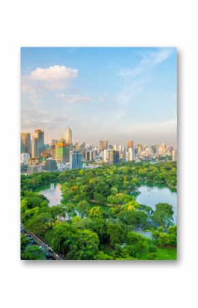 Bangkok city skyline with Lumpini park  from top view in Thailand