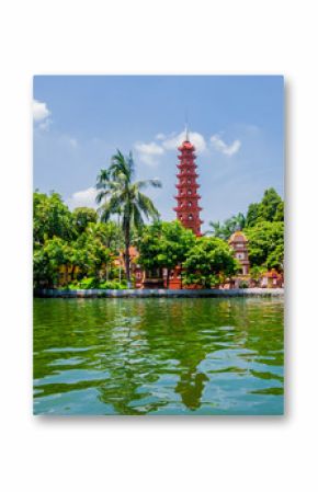 Stunning view of Tran Quoc Pagoda, the oldest temple in Hanoi, Vietnam  