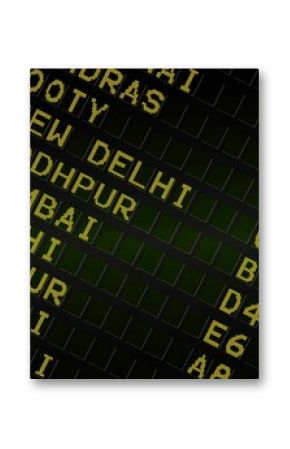 Black airport departures board for india