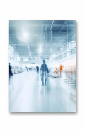 Shopping mall, department store interior with the supermarket for background banner with copy space, Abstract blurred image
