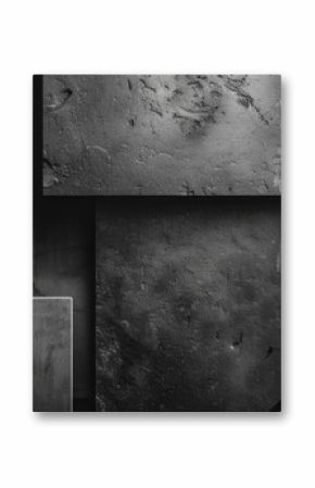 Abstract geometric dark black anthracite gray grey 3d texture concrete cement wall with squares and square cubes background banner, textured wallpaper
