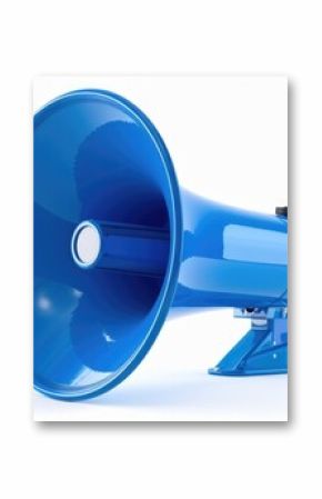 A blue megaphone on a white background. Perfect for announcements or communication concepts