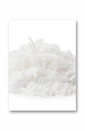 Pile of coconut flakes isolated on white