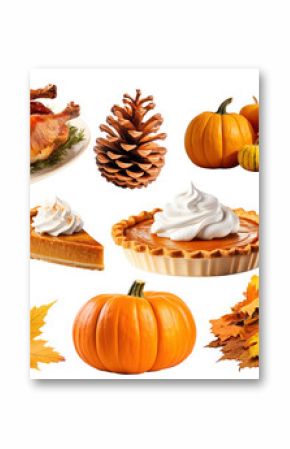 PNG Thanksgiving day element set, transparent background