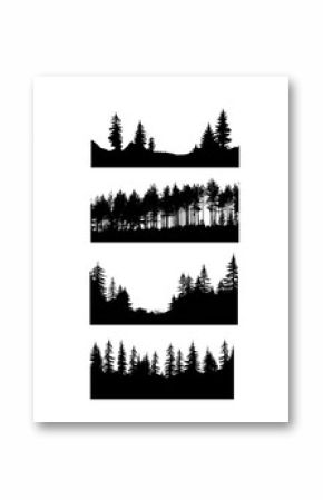 PNG forest silhouette element set, transparent background