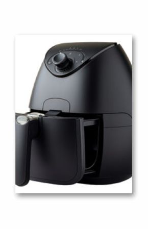 PNG A black minimal air fryer coffeemaker technology appliance.