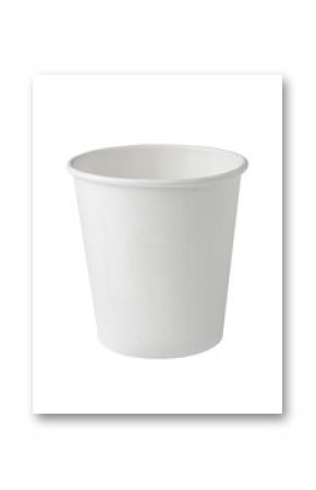 Front view of white blank disposable paper sampling cup isolated on white