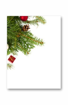 christmas fir tree decoration top view isolated on white or transparent png