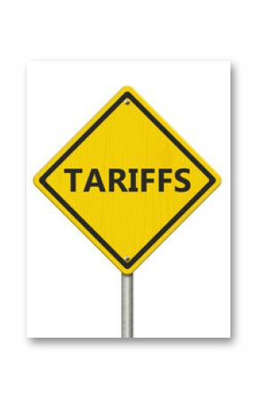Tariffs yellow warning sign