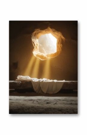 Resurrection Details in the Empty Tomb with a Surrealism Background