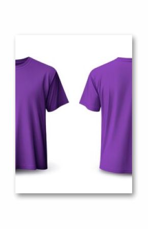 purple tshirt mockup front and back views on white background vector template for apparel design illustration