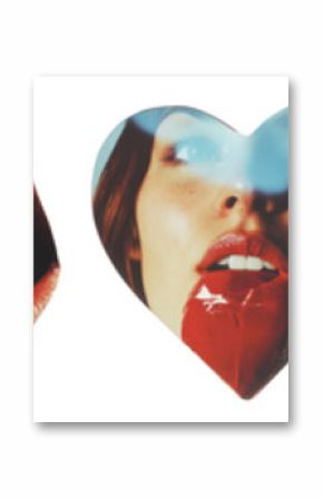 PNG Artistic collage of vibrant lips, element set on transparent background