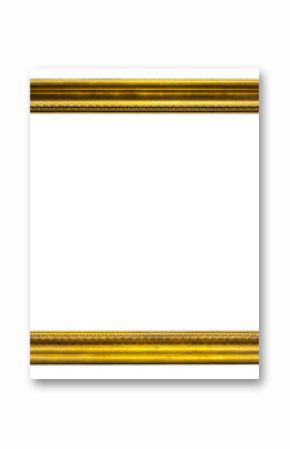 Gilded antique picture frame with transparent background, png image. 