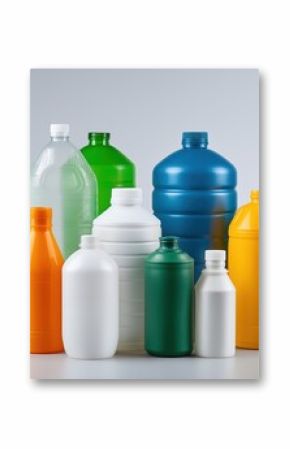 Color-coded plastic bottles neatly arranged for recycling promoting environmental awareness and sustainability