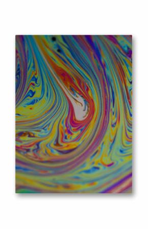 Dye blend. Water fuel fluid. Defocused yellow green purple color ink flowing blue stains leak on abstract creative acrylic background.