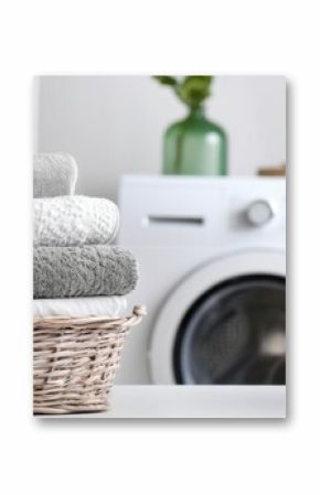The Cozy Towels and Washing Machine Create a Relaxing Laundry Space.