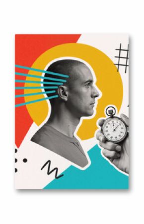 Creative collage representing fast thinking and quick reaction time