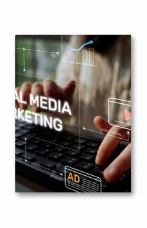 Social media marketing strategy with engagement metrics. Social marketing boosts media visibility. Social media marketing drives traffic. Social media marketing increases engagement. Muxer