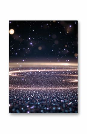 Side view circular stardust swirl with glowing particles, cosmic galaxy background, dreamy and magical atmosphere