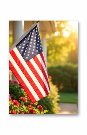 American flag on house