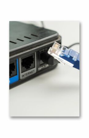 The internet cable is pulled out of the router. 