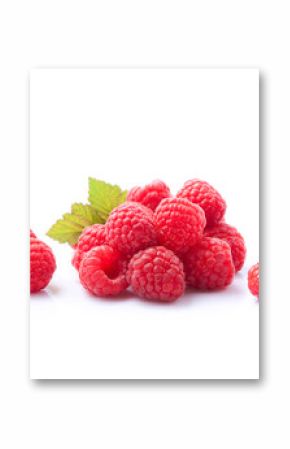 Sweet raspberry with leaves