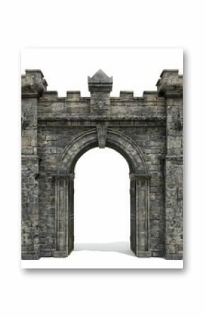 Ancient stone castle gate with an archway is leading into the fortress, promising safety and security
