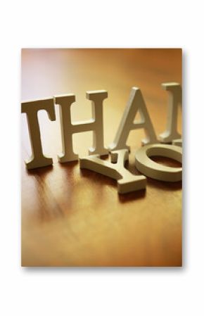 Thank You Message in 3D Letters on Wooden Surface - Gratitude, Appreciation, and Acknowledgment Concept