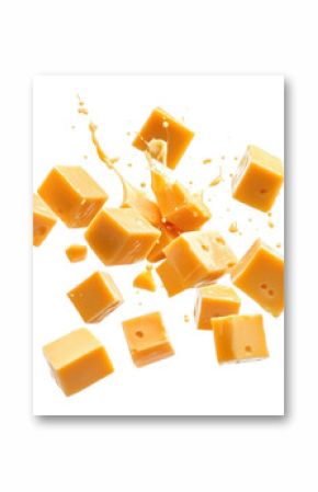 PNG Cubed cheddar cheese splash cubes food.