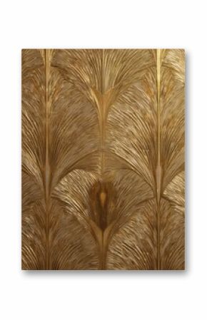 Geometric art deco wallpaper with embossed symmetrical patterns, gold accents. Intricate line design, luxurious vintage ornate style. Refined architecture, classic repeating seamless motif. Abstract