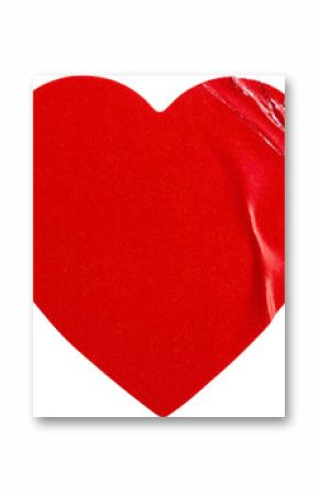 red heart shape sticker isolated on white background