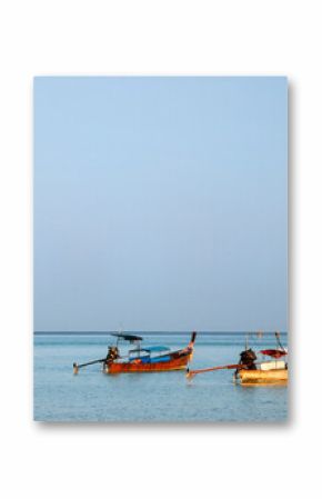 Longtail boats anchored at Ao Loh Dalum on Phi Phi Don Island, Krabi Province, Thailand