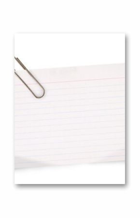Real notepad with grid line isolated. White grid notepaper journal sticker. A blank sheet of checkered paper.