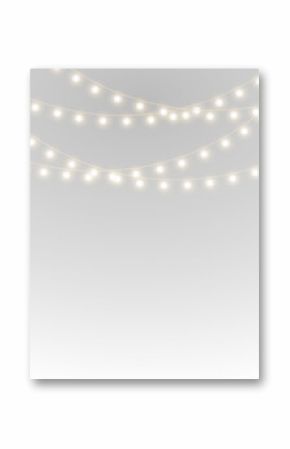 png festive light with gold garland ribbon glowing string lamp led border decoration holiday card background party design transparent vector winter celebration banner happy year
