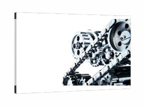 Gear wheels and engine components isolated on a transparent background