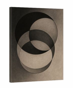 Lunar-Inspired Minimalist Abstract with Charcoal Arcs