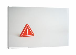 Red danger and warning sign. Caution. Technological accident. Breaking news. Important message. Emergency. Safety, risk management, workplace security.
