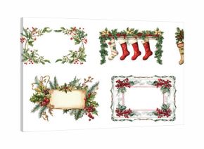 PNG Festive holiday frames and borders, element set on transparent background