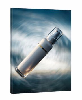 White Cosmetic Spray Bottle Mockup with Dynamic Motion Blur Background