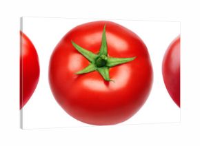 Set of red tomato with leaves isolated