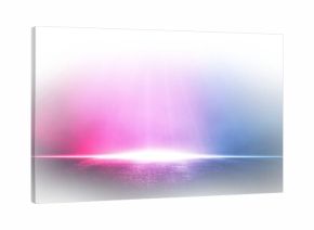 Transparent rays neon light on neon brick wall. Empty scene. Neon reflections on wet asphalt png. 