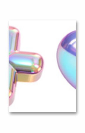 3d iridescent icon png cut out element set