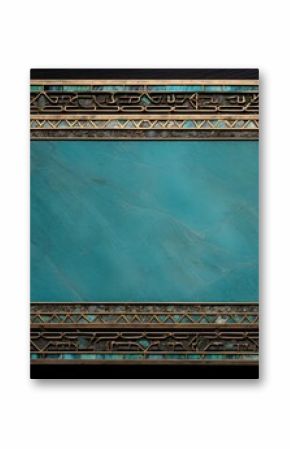 Renaissance-inspired mosaic border art backgrounds turquoise.