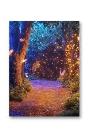 Magical forest, fairies and lights,