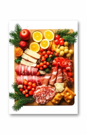 PNG A Christmas breakfast board food platter meats.