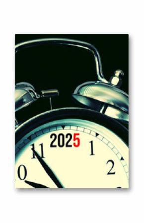 An alarm clock signals the start of New Year 2025