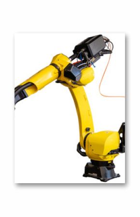 Isolated yellow automatic welding robot