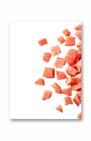 Diced meat, cubes, food, ingredient, raw pork, cut out transparent