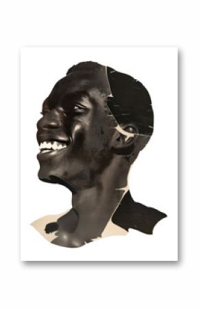 PNG Black man smile collage cutouts portrait abstract face.